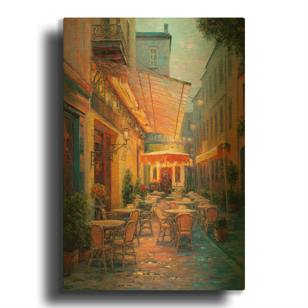 'Café Van Gogh 2008 Arles France' By Haixia Liu Gold Metal Wall Art
