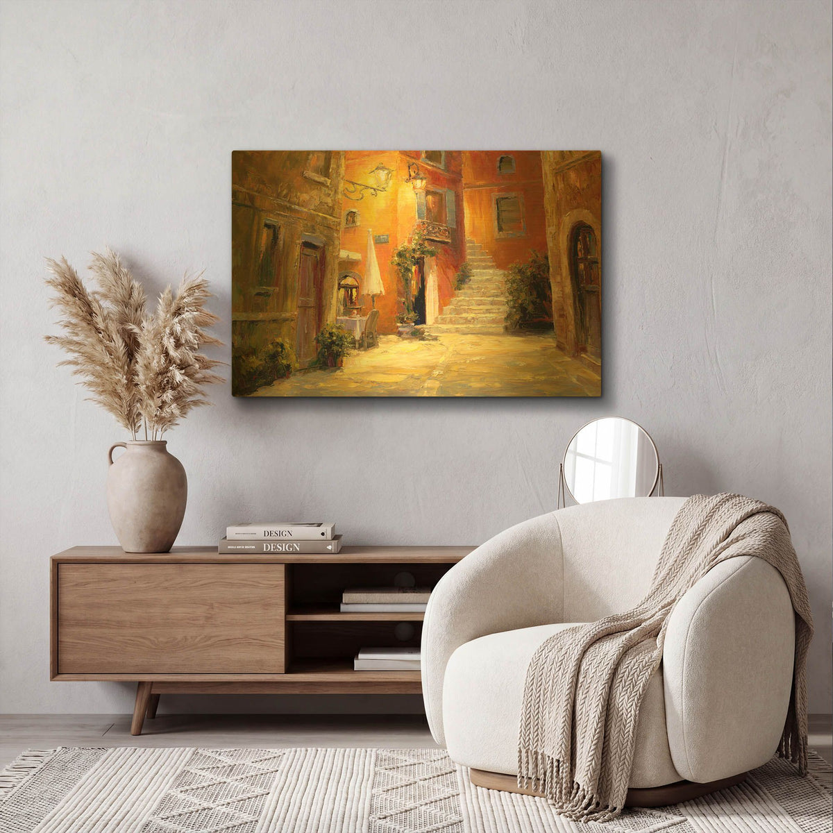 'Lighted Alley' By Haixia Liu Gold Metal Wall Art