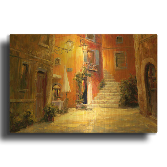 'Lighted Alley' By Haixia Liu Gold Metal Wall Art
