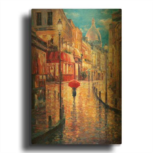 'Montmartre Evening' By Haixia Liu Gold Metal Wall Art