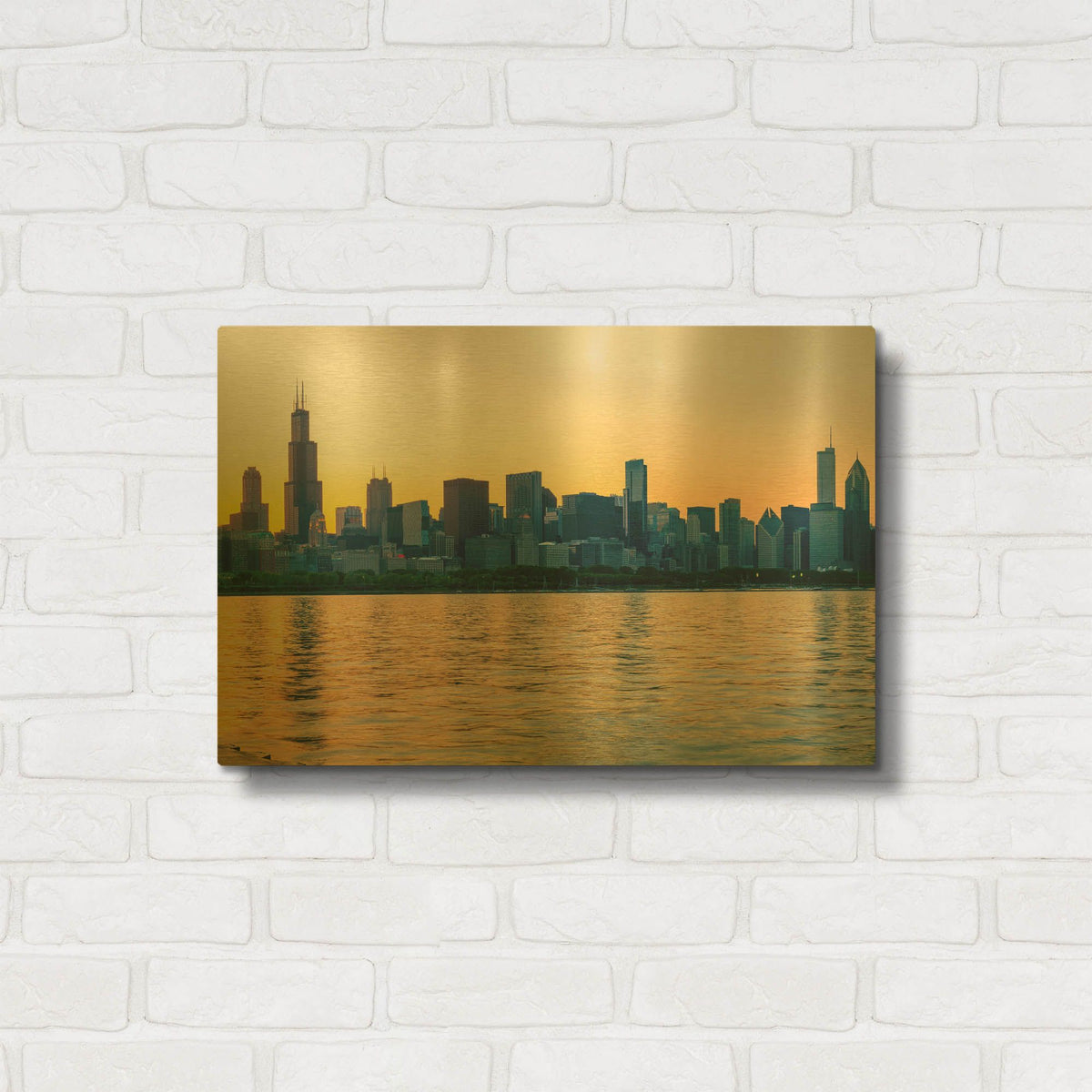 'Good Morning Chicago Crop' By AKG Gold Metal Wall Art
