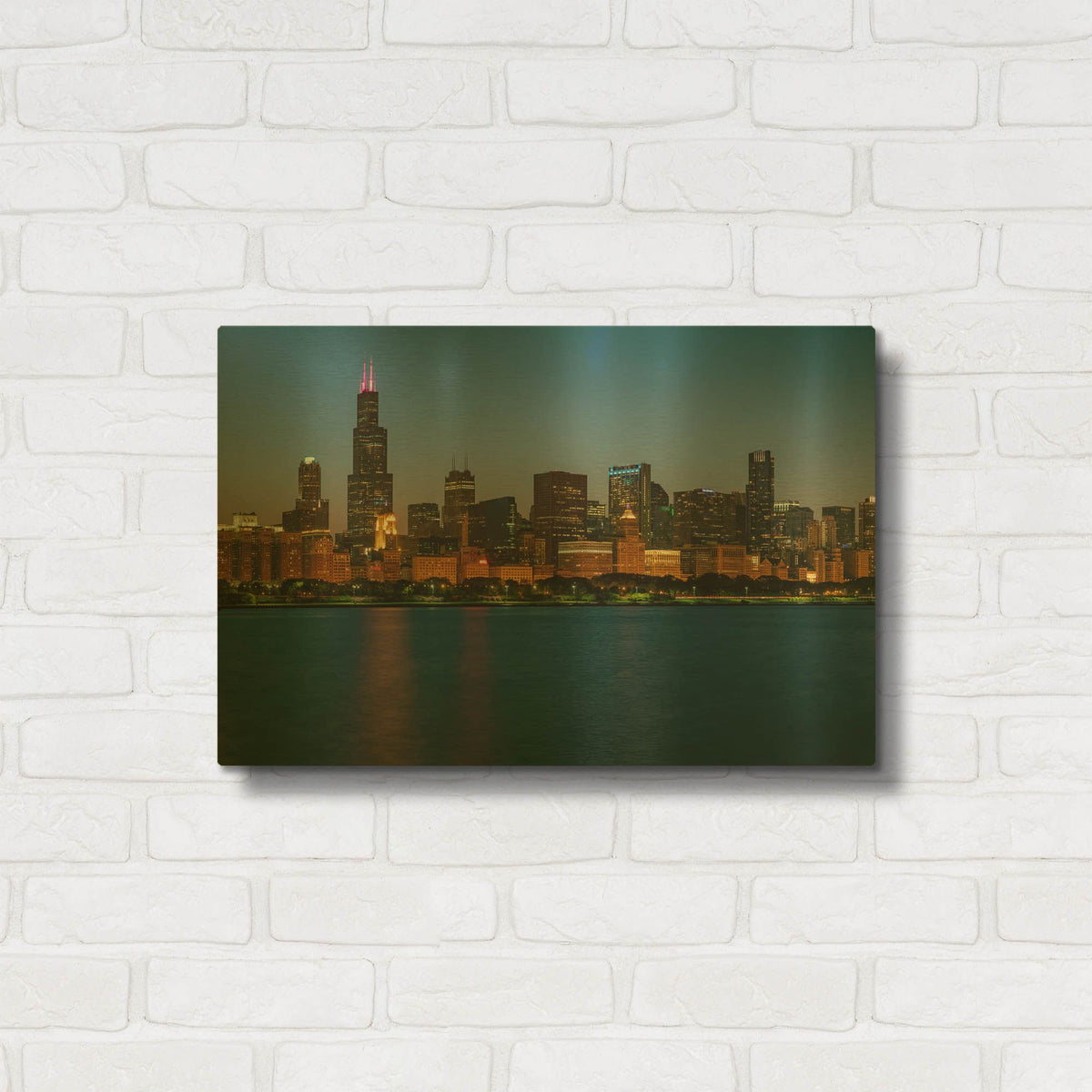 'Good Night Chicago Crop' By AKG Gold Metal Wall Art