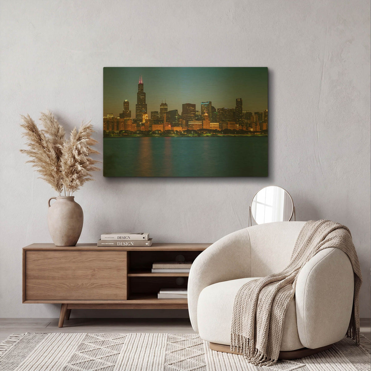 'Good Night Chicago Crop' By AKG Gold Metal Wall Art