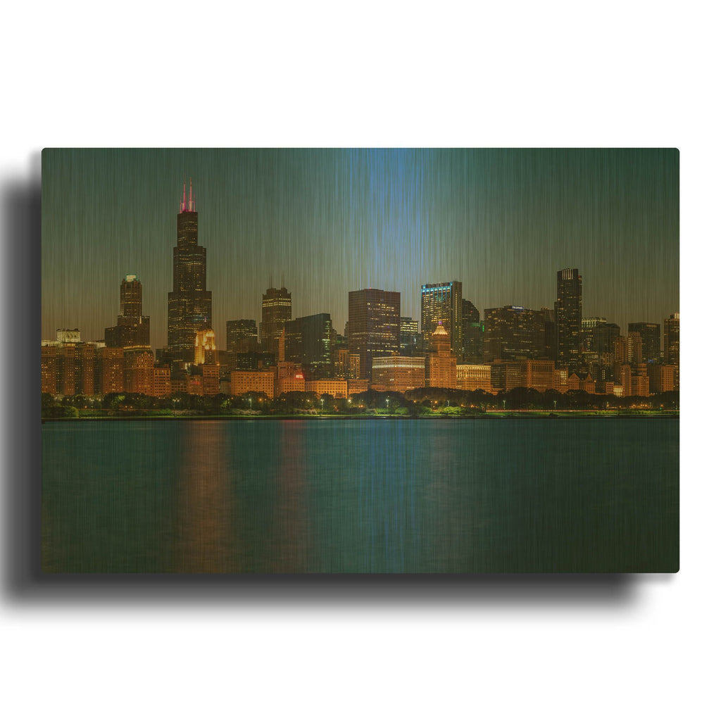 'Good Night Chicago Crop' By AKG Gold Metal Wall Art