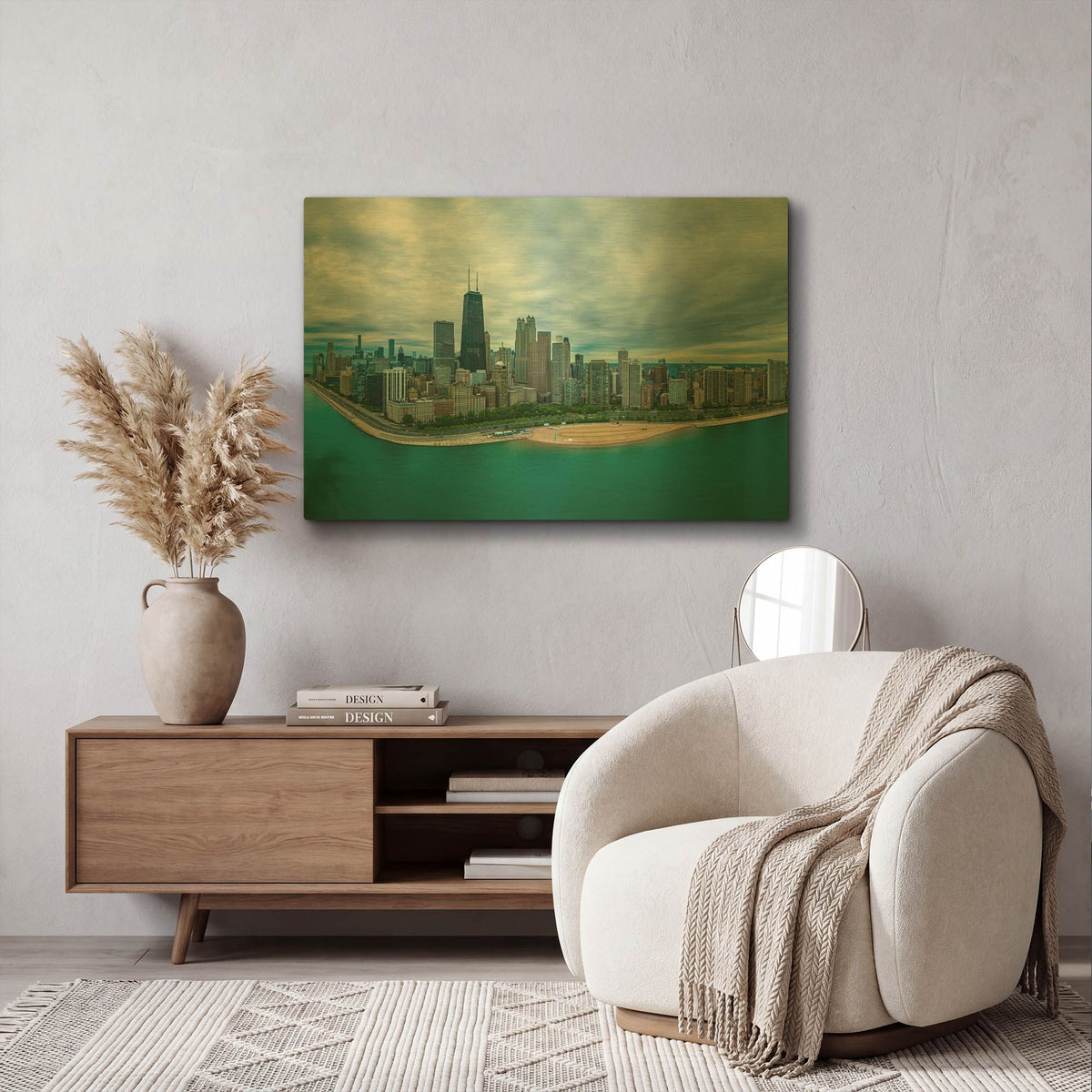 'Wonderful Chicago Crop' By AKG Gold Metal Wall Art