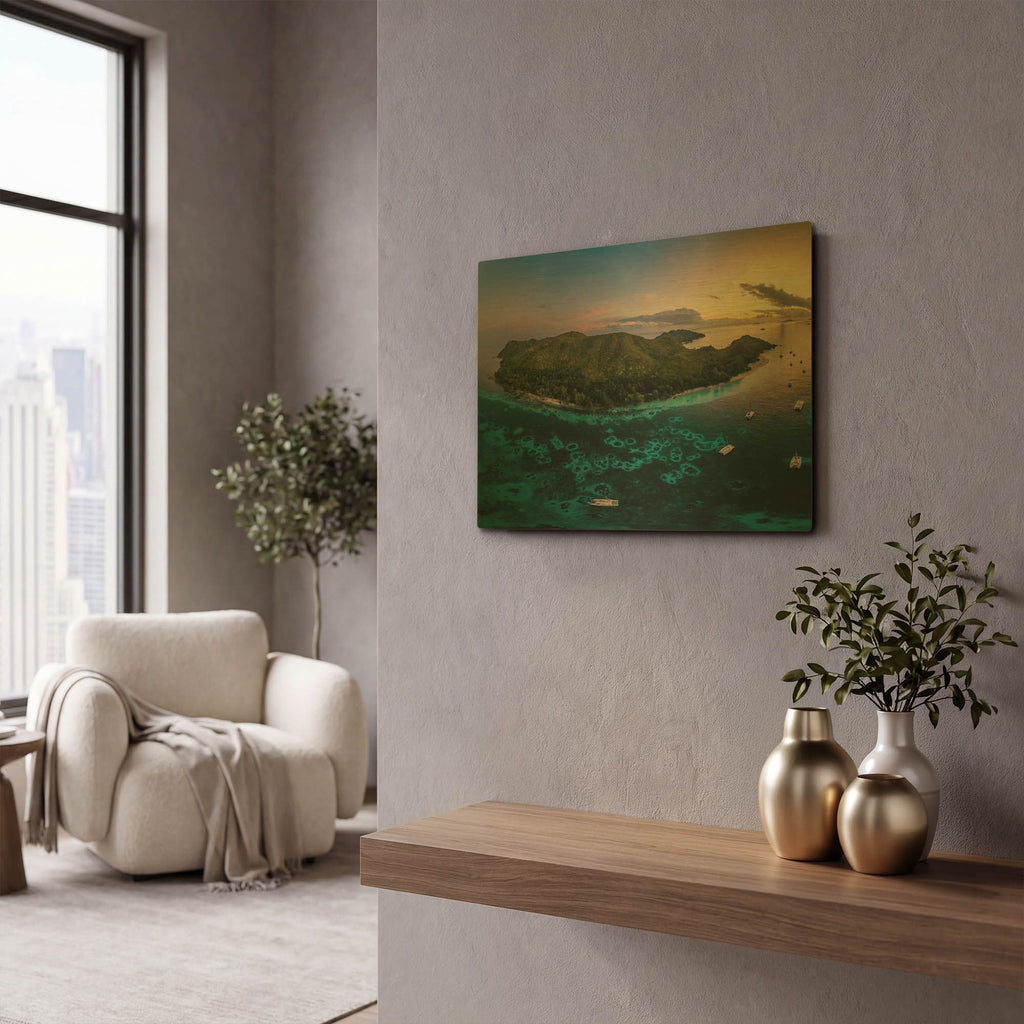 'Curieuse Island Seychelles Crop' By AKG Gold Metal Wall Art