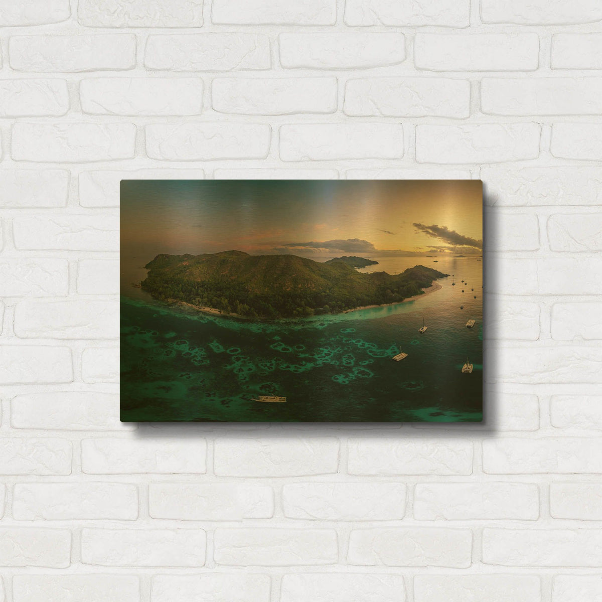 'Curieuse Island Seychelles Crop' By AKG Gold Metal Wall Art