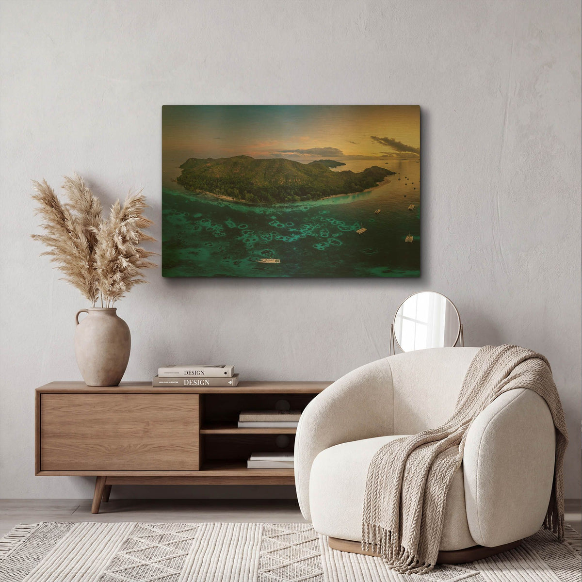 'Curieuse Island Seychelles Crop' By AKG Gold Metal Wall Art