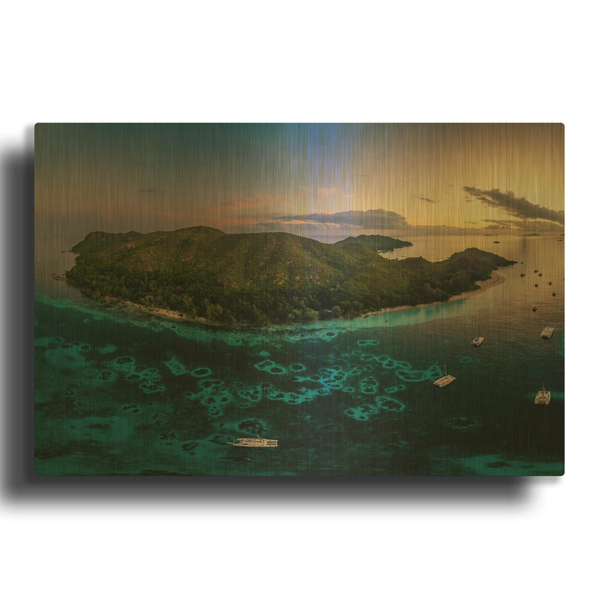 'Curieuse Island Seychelles Crop' By AKG Gold Metal Wall Art