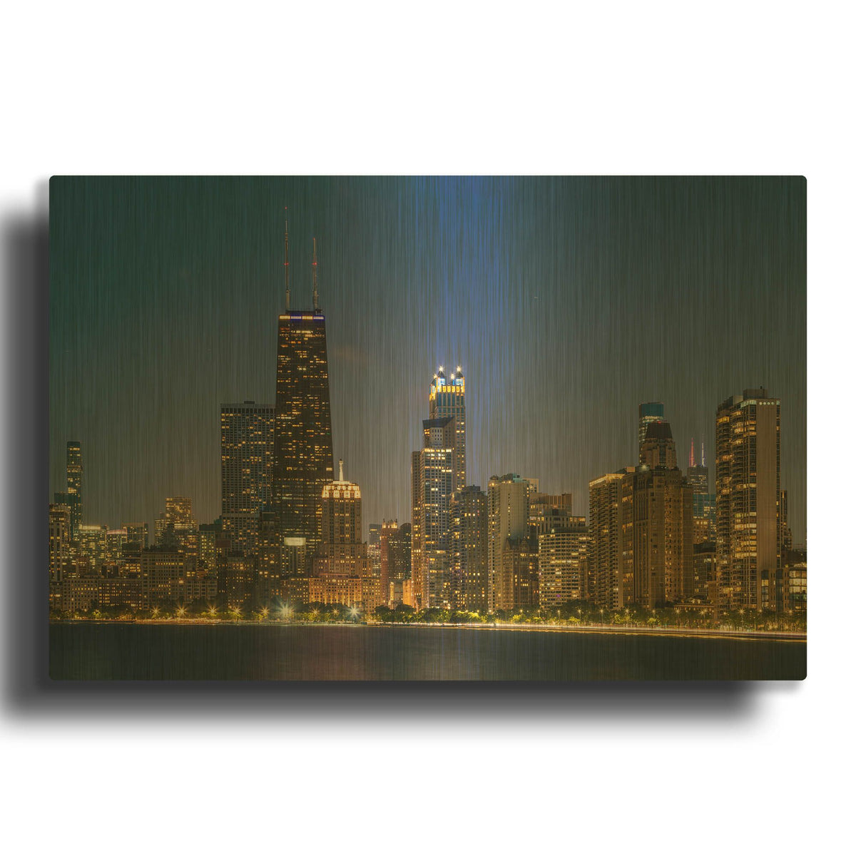 'Night Night Chicago Crop' By AKG Gold Metal Wall Art