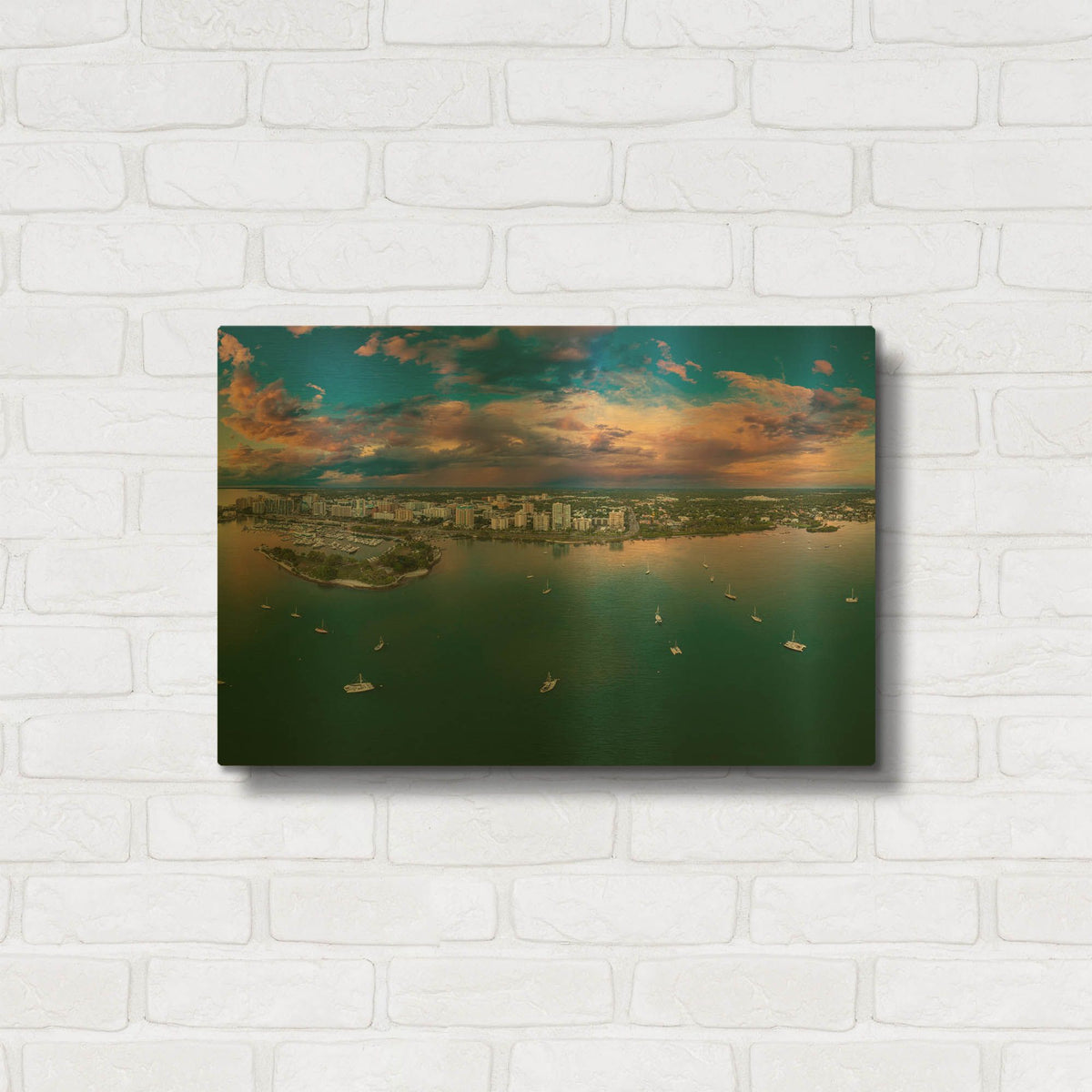 'Sarasota Sunset Crop' By AKG Gold Metal Wall Art