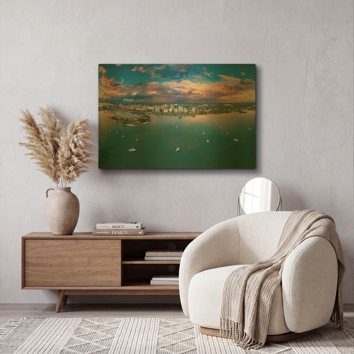 'Sarasota Sunset Crop' By AKG Gold Metal Wall Art