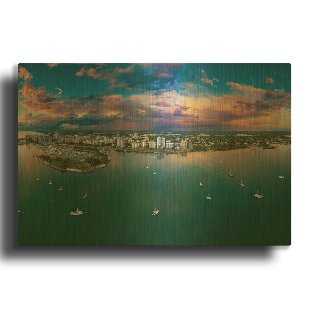 'Sarasota Sunset Crop' By AKG Gold Metal Wall Art