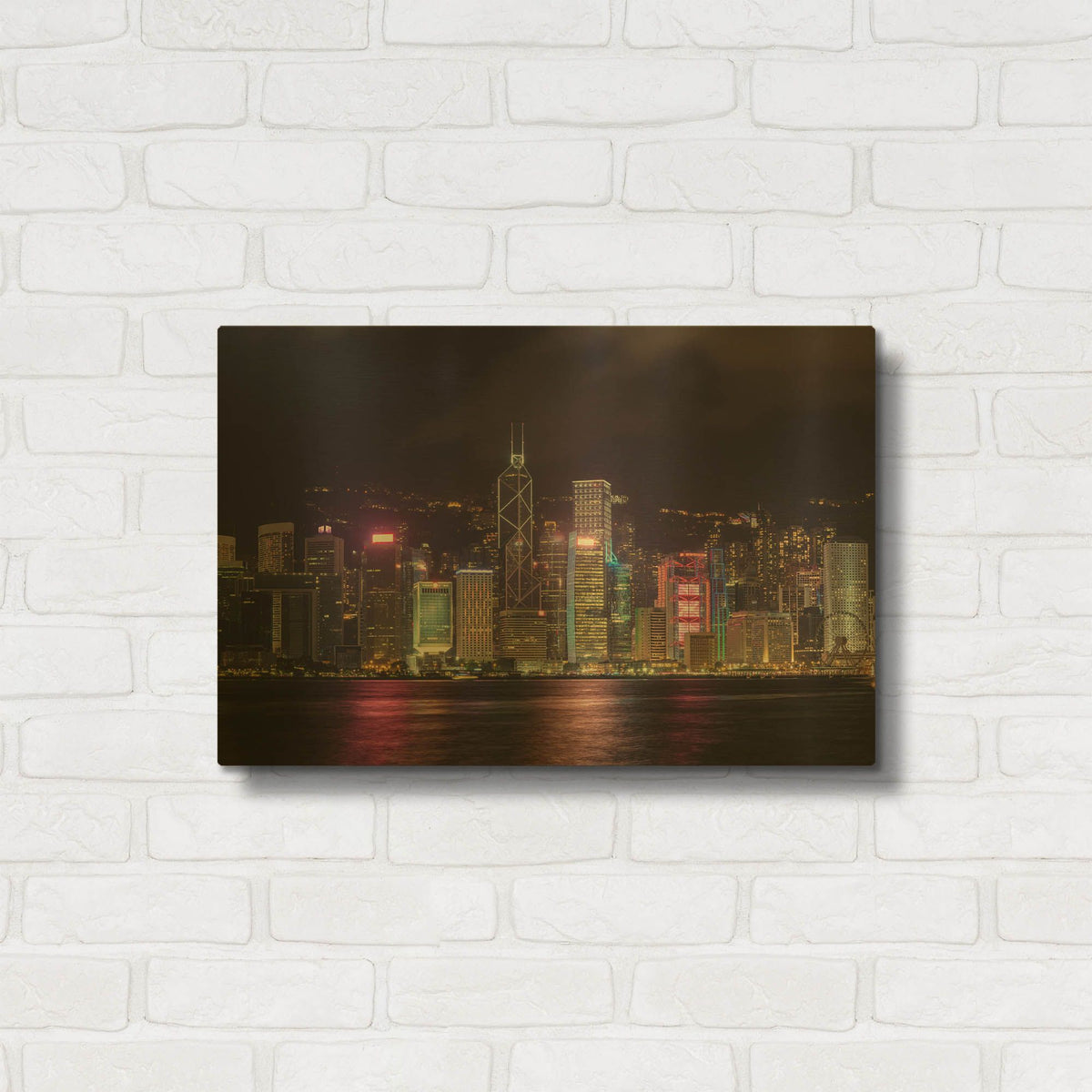 'Good Night Hong Kong Crop' By AKG Gold Metal Wall Art