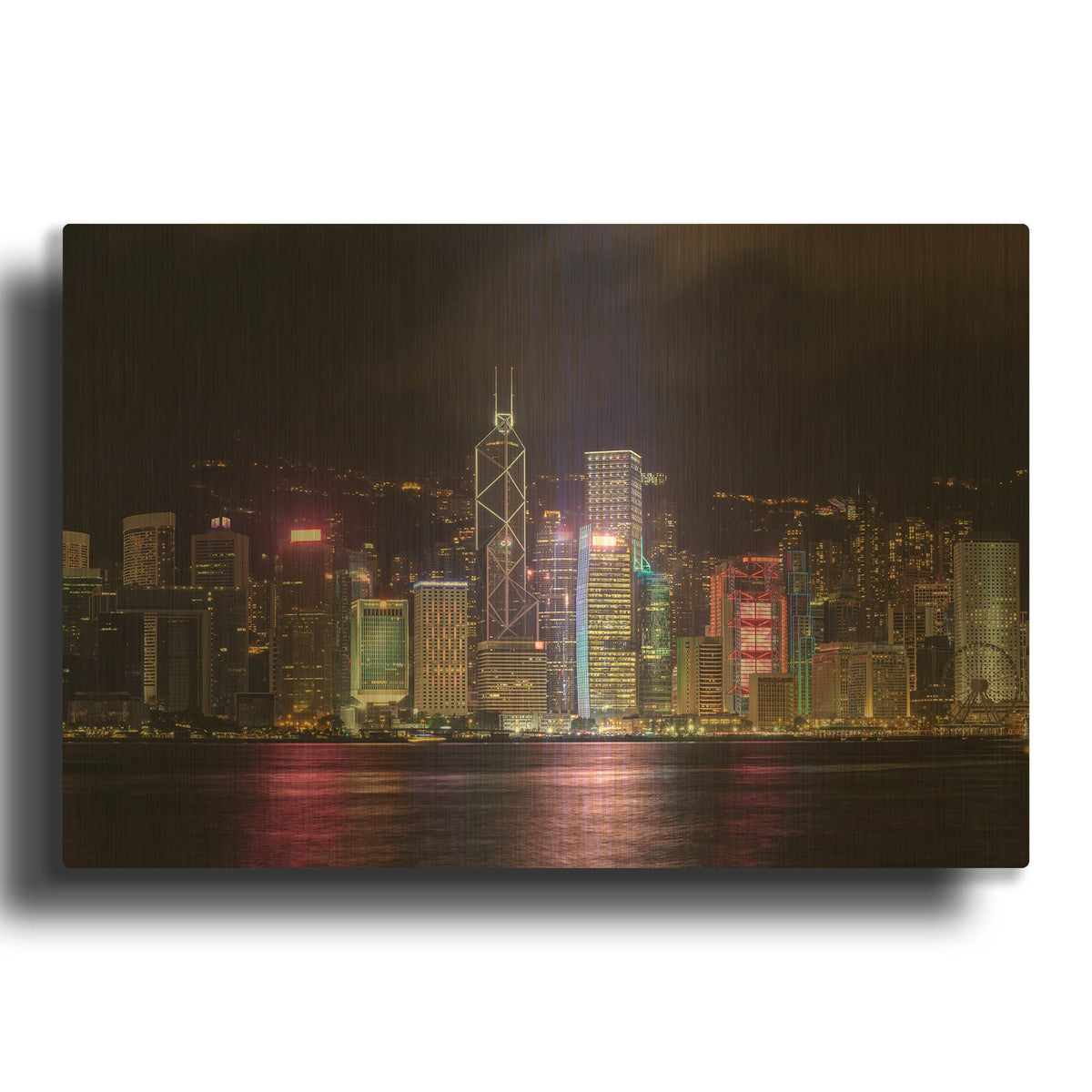 'Good Night Hong Kong Crop' By AKG Gold Metal Wall Art