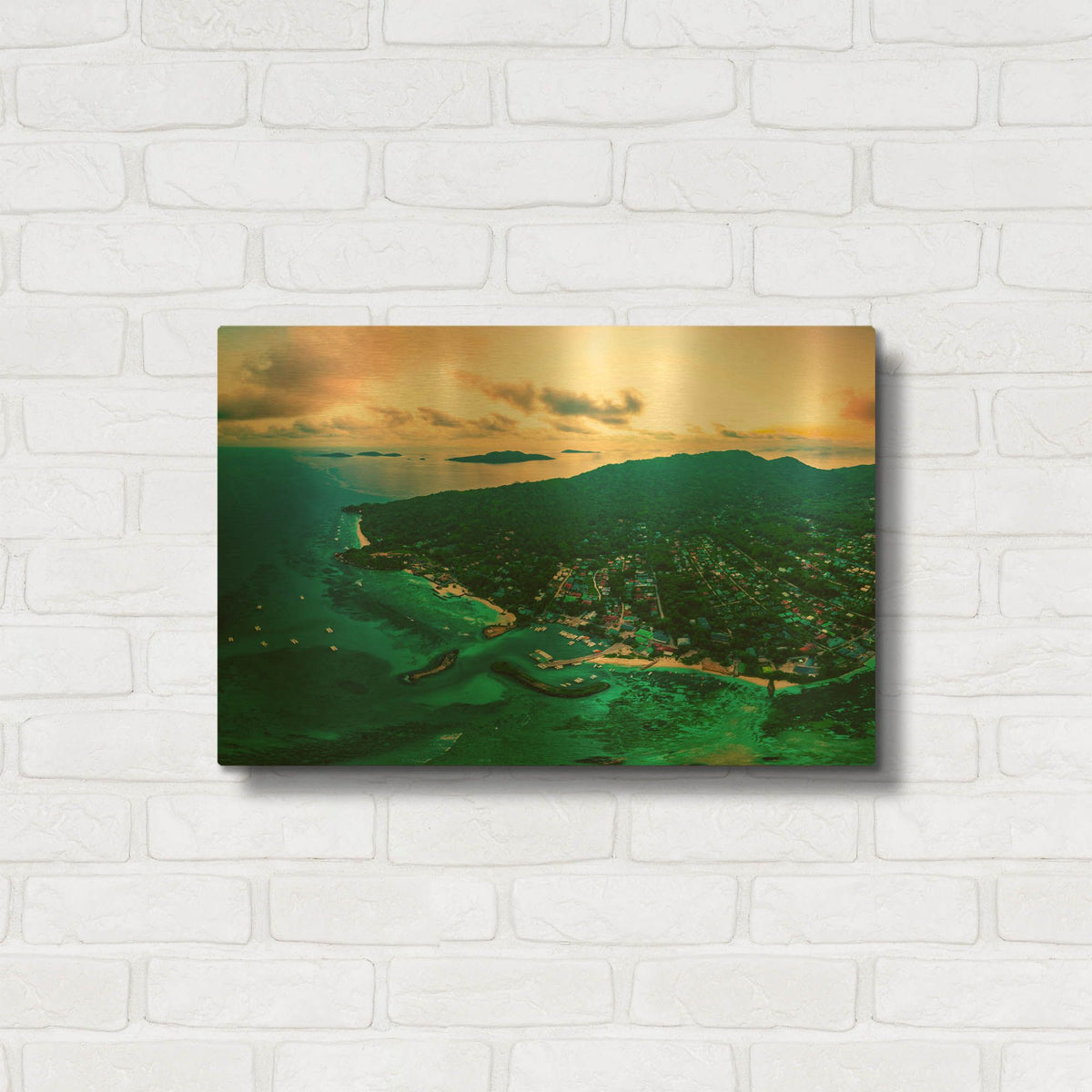'La Digue 3 Crop' By AKG Gold Metal Wall Art