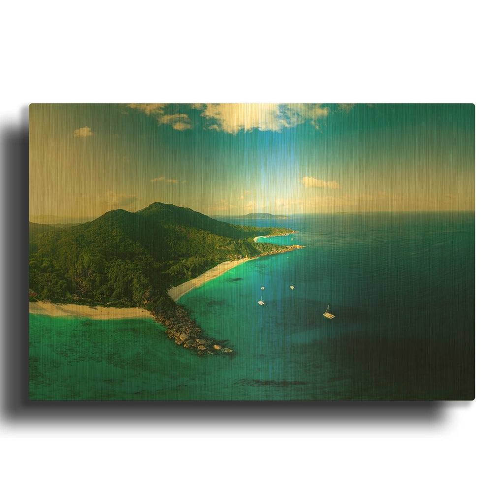 'LaDigue Crop' By AKG Gold Metal Wall Art