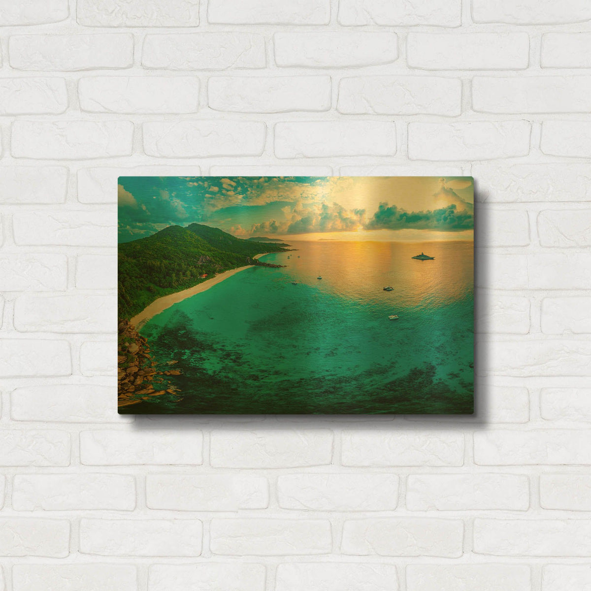 'LaDigue 2 Crop' By AKG Gold Metal Wall Art
