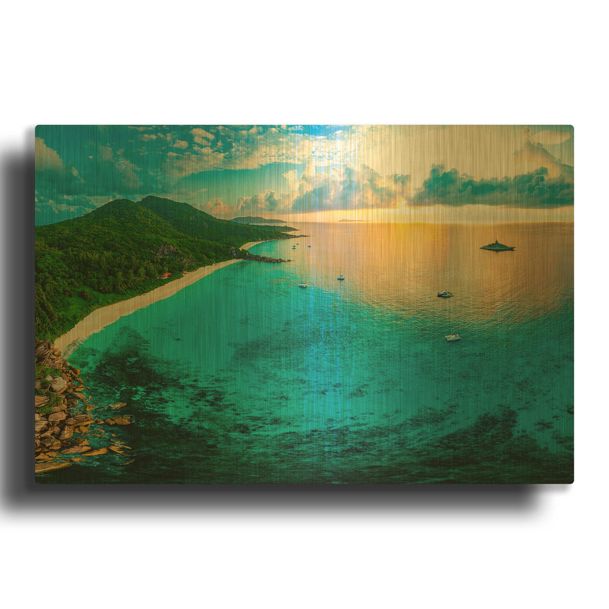 'LaDigue 2 Crop' By AKG Gold Metal Wall Art