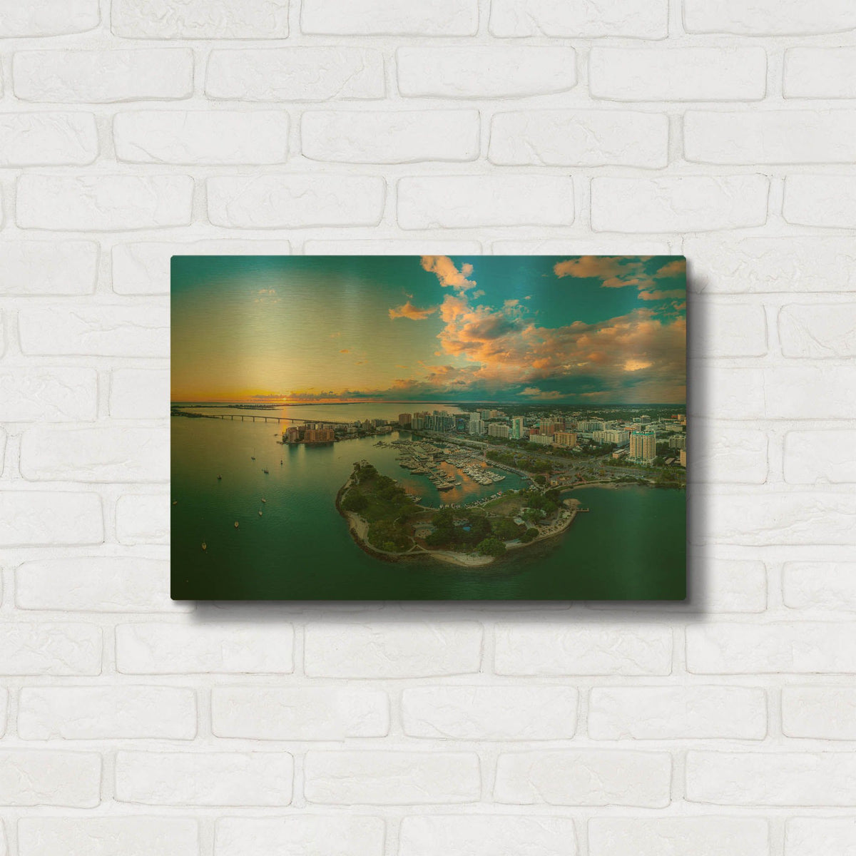 'Sarasota Sunset 2 Crop' By AKG Gold Metal Wall Art