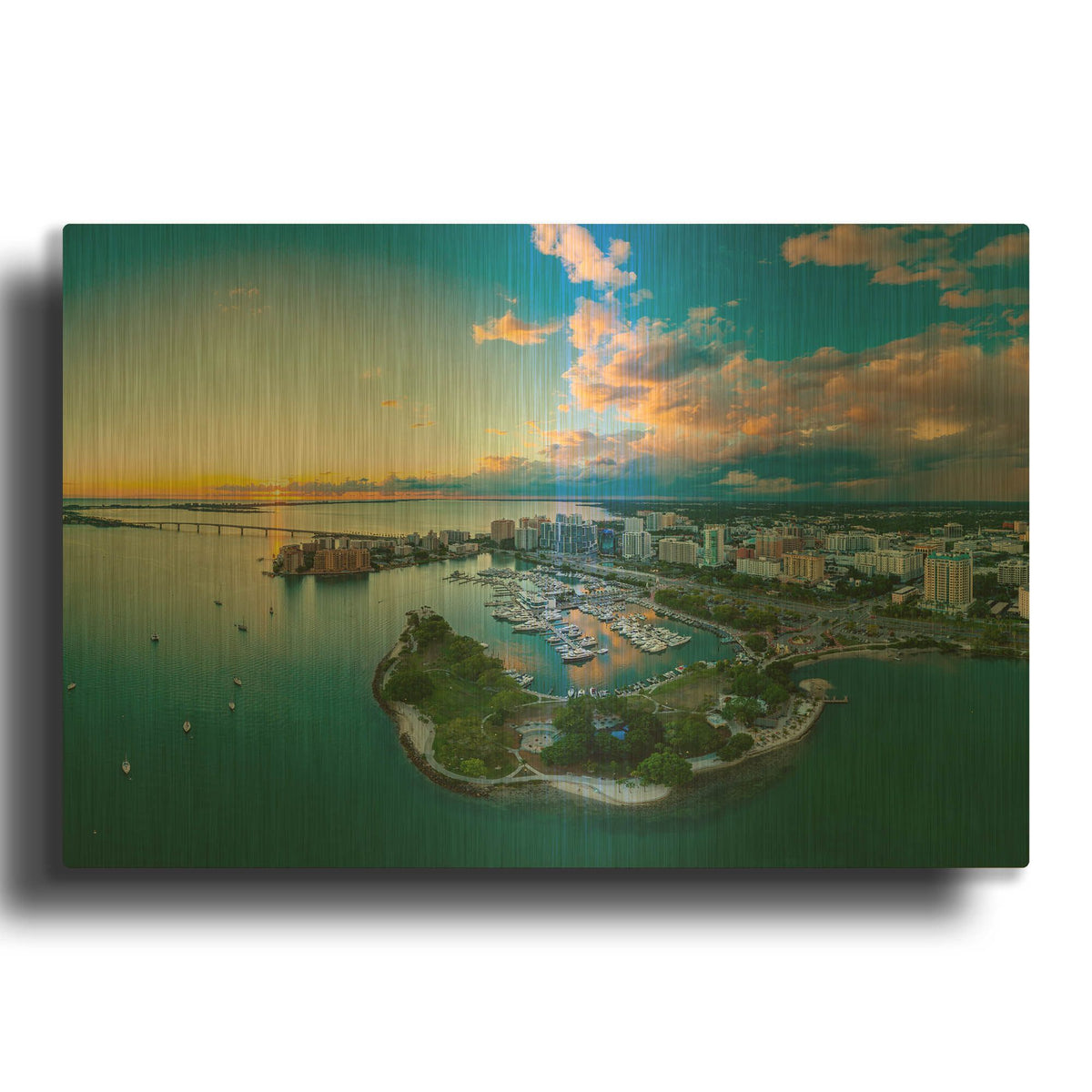 'Sarasota Sunset 2 Crop' By AKG Gold Metal Wall Art