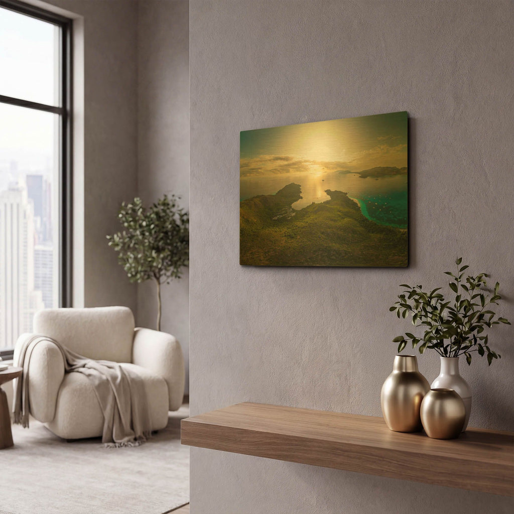 'Seychelles - Inside Curios Island Crop' By AKG Gold Metal Wall Art