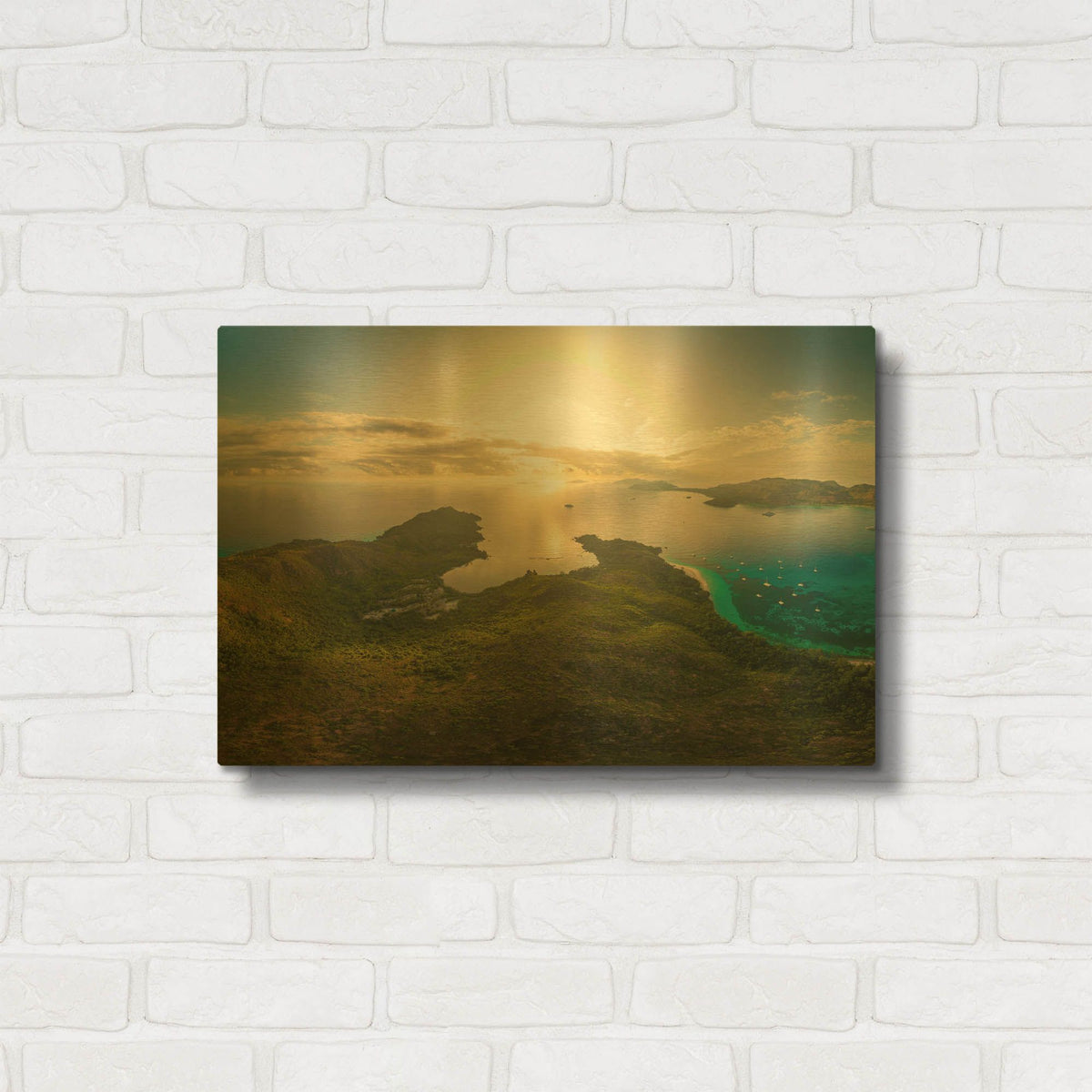 'Seychelles - Inside Curios Island Crop' By AKG Gold Metal Wall Art