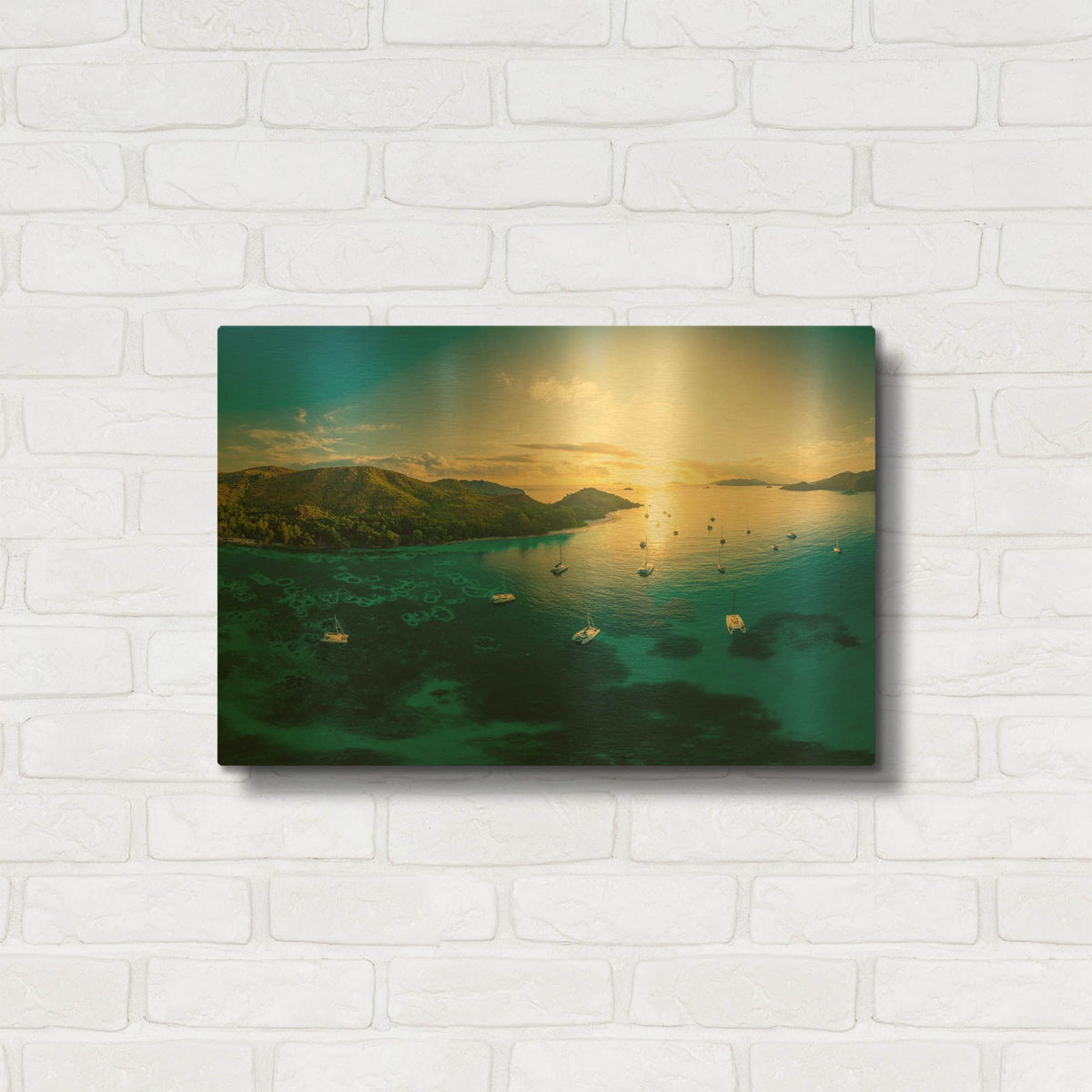 'Seychelles Dreams Crop' By AKG Gold Metal Wall Art