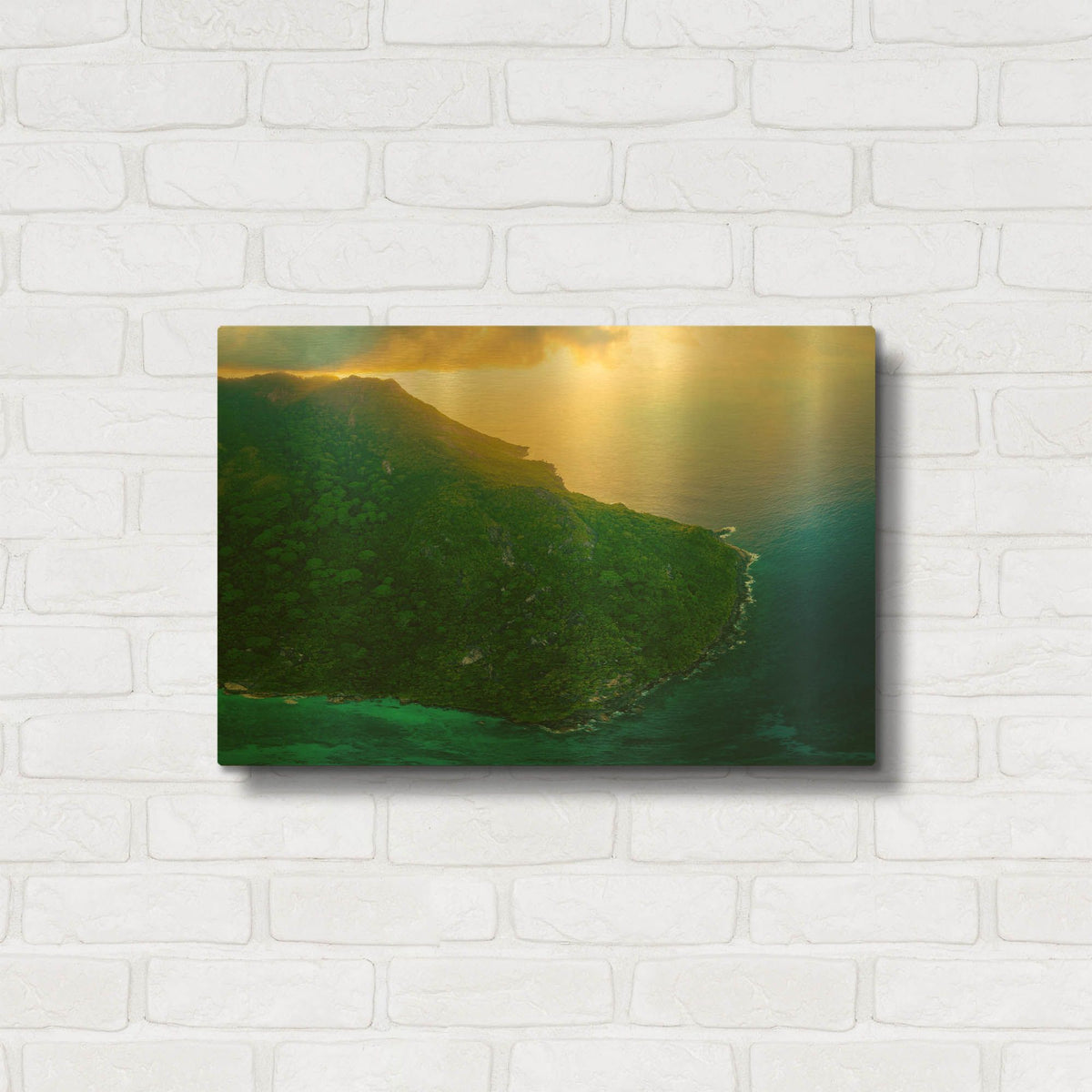 'Green Seychelles Crop' By AKG Gold Metal Wall Art