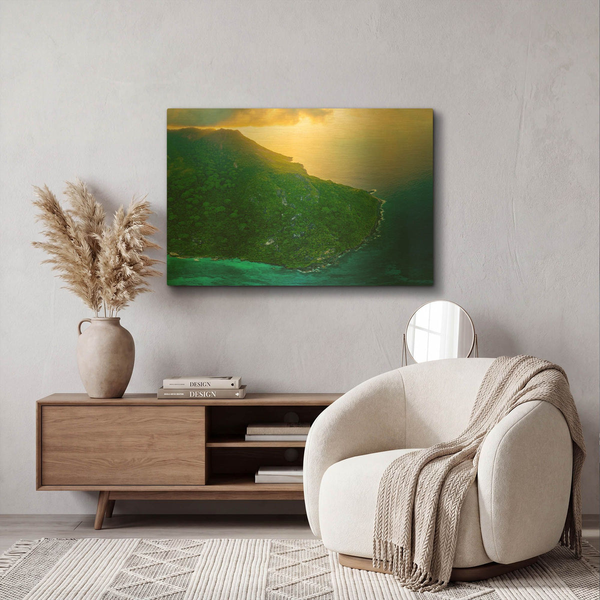 'Green Seychelles Crop' By AKG Gold Metal Wall Art