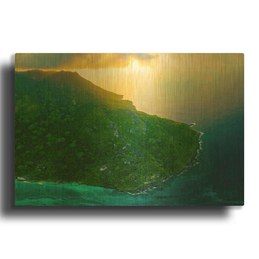 'Green Seychelles Crop' By AKG Gold Metal Wall Art