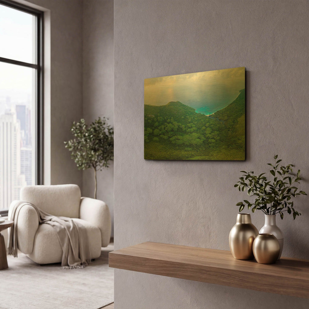 'Seychelles Forest Crop' By AKG Gold Metal Wall Art