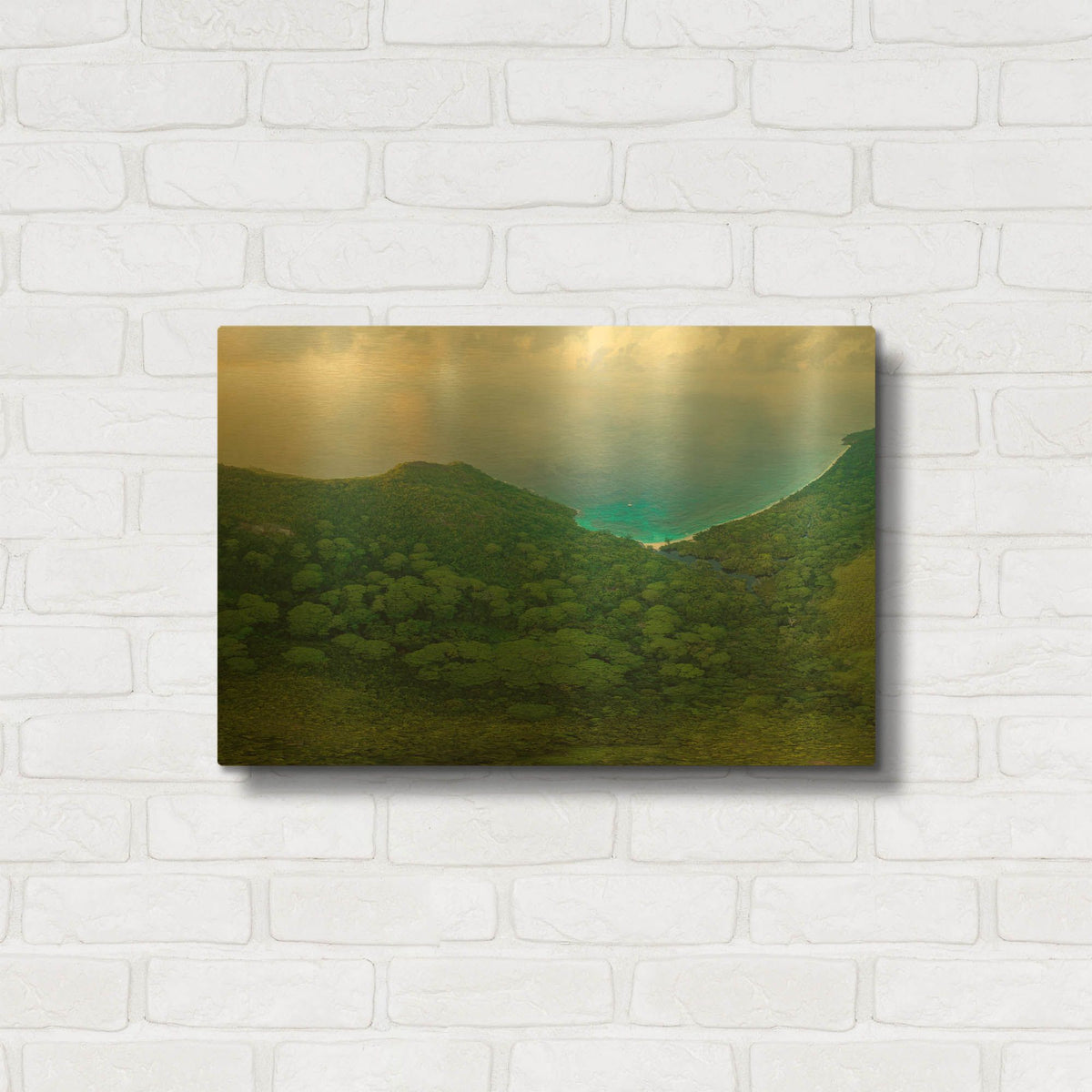 'Seychelles Forest Crop' By AKG Gold Metal Wall Art