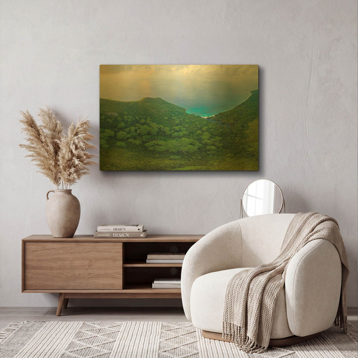 'Seychelles Forest Crop' By AKG Gold Metal Wall Art
