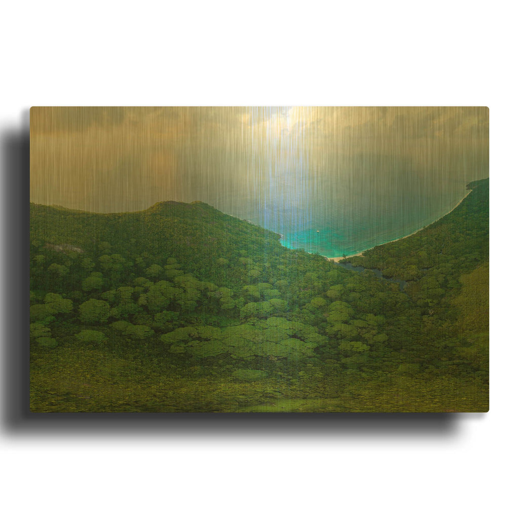 'Seychelles Forest Crop' By AKG Gold Metal Wall Art