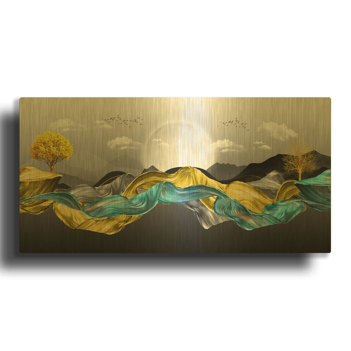 'The Silky Mountains' By Luxe Gold Metal Wall Art