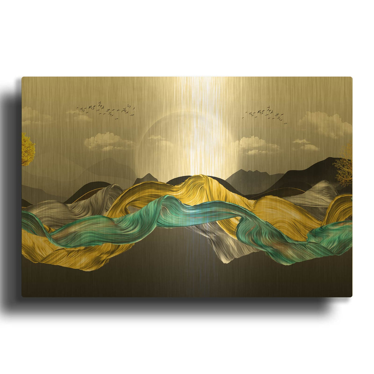 'The Silky Mountains Crop' By Luxe Gold Metal Wall Art