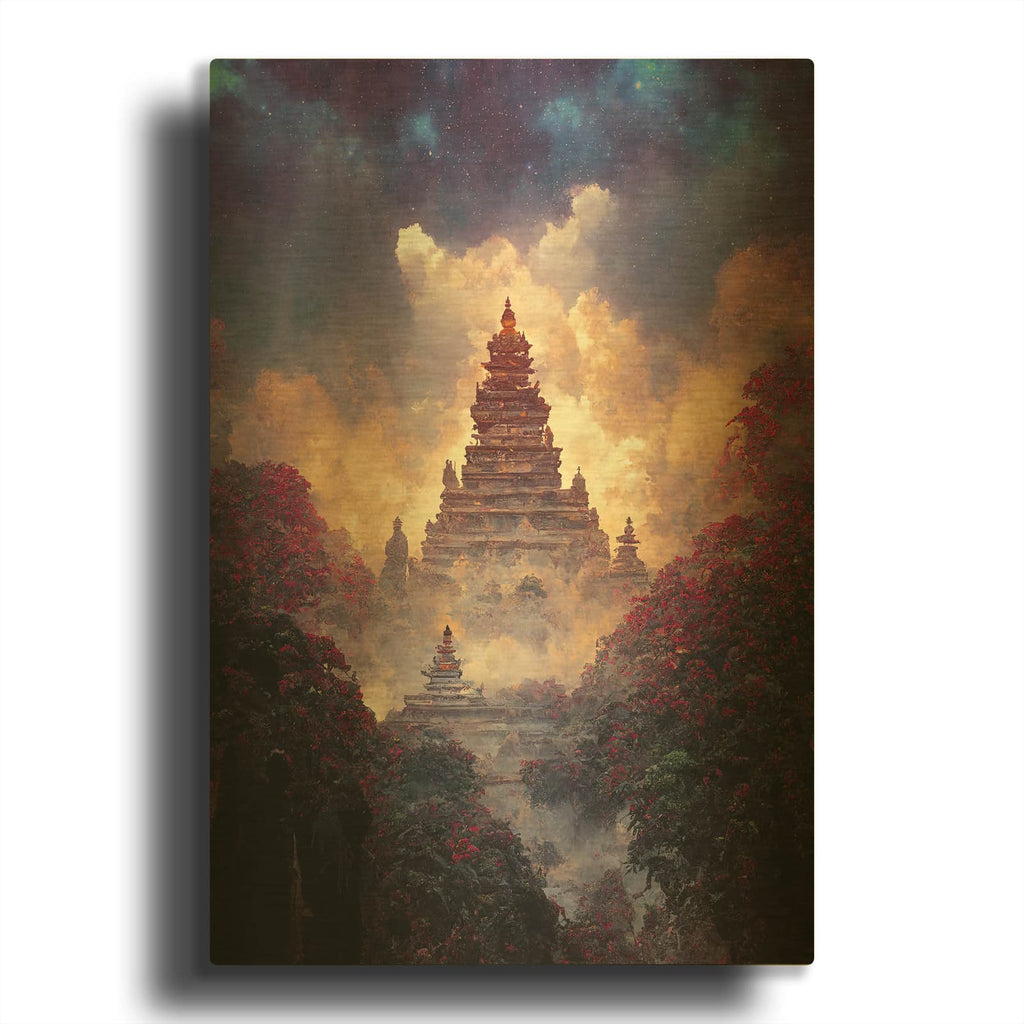 'Buddhist Temple' By Cameron Gray Gold Metal Wall Art
