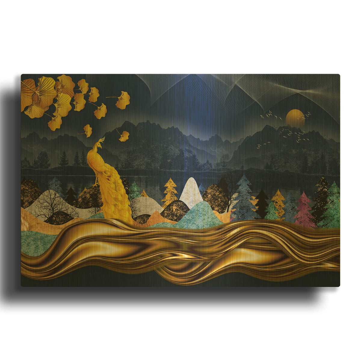 'Golden Peacock' By Luxe Gold Metal Wall Art