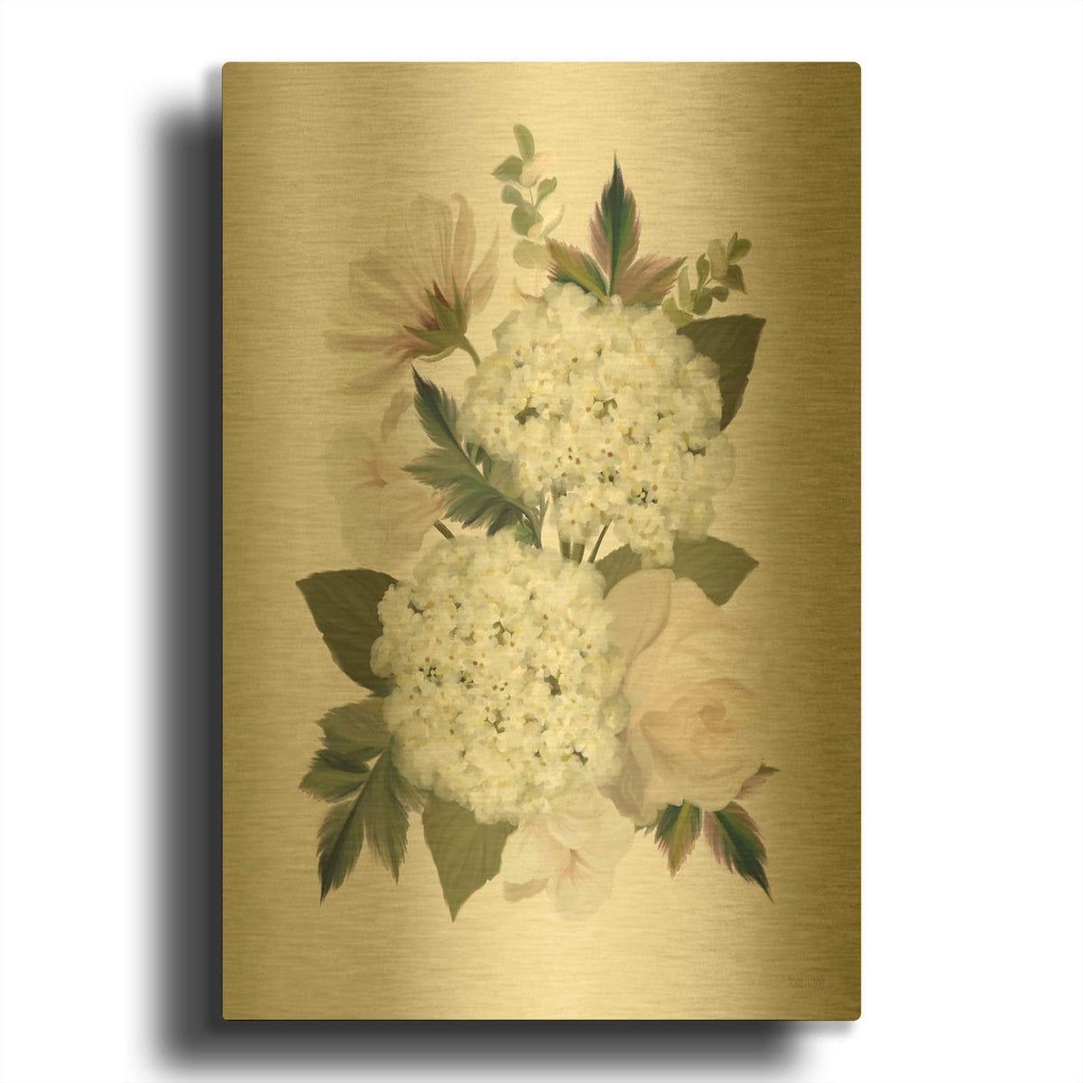 'Heirloom Hydrangea' By House Fenway Gold Metal Wall Art