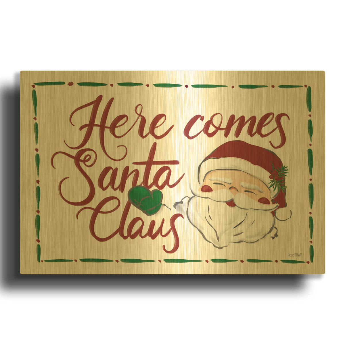 'Here Comes Santa Claus' By House Fenway Gold Metal Wall Art