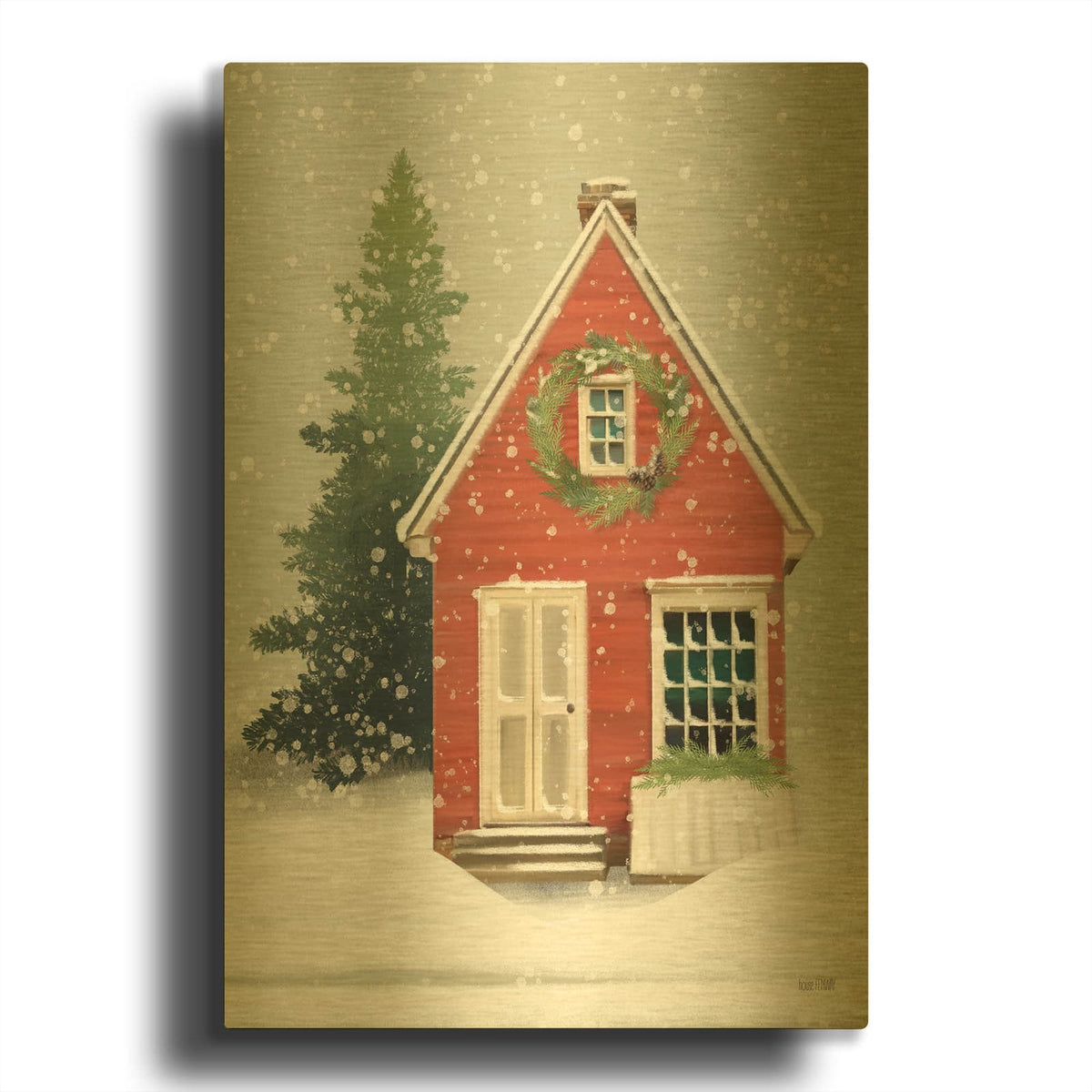 'Home For Christmas' By House Fenway Gold Metal Wall Art