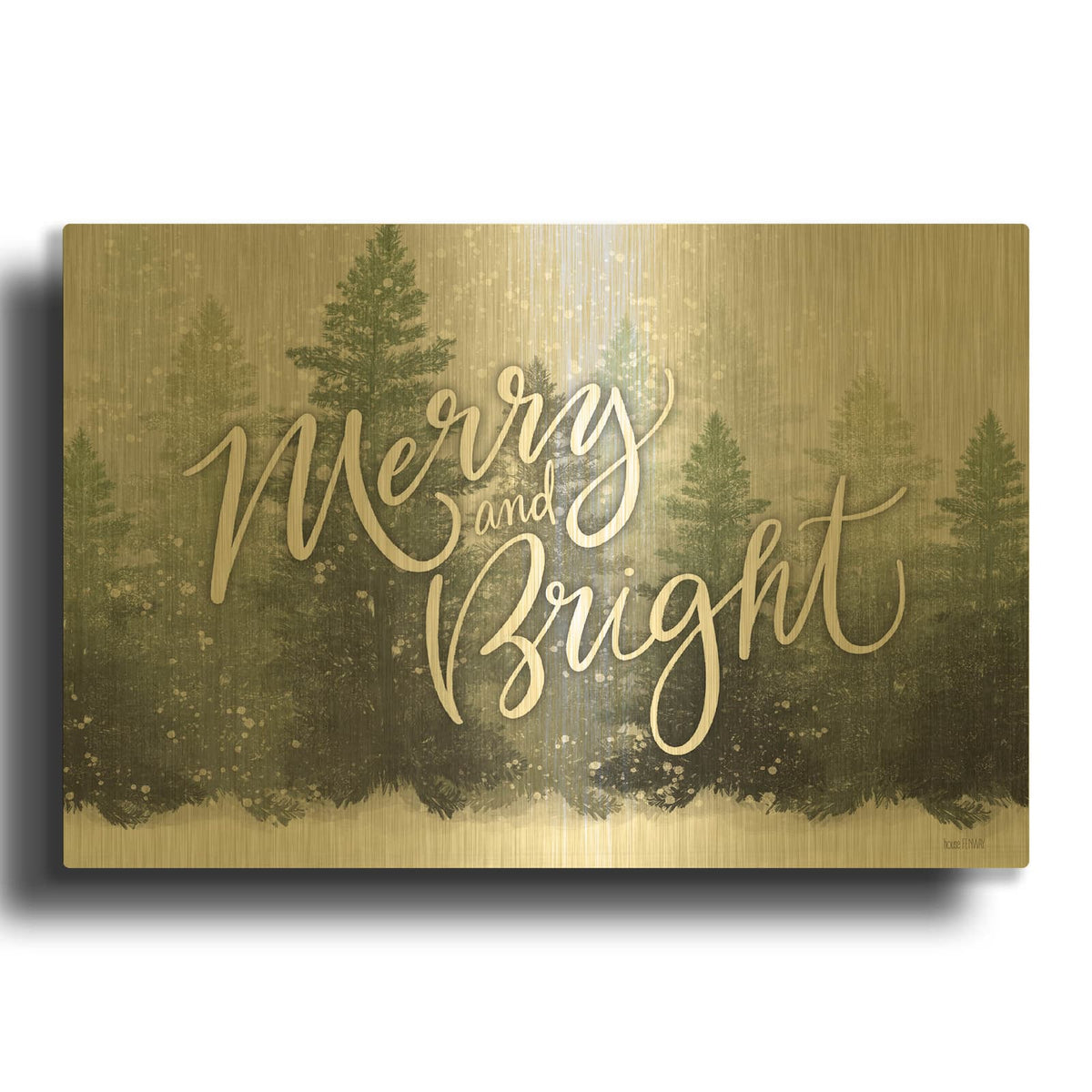 'Merry & Bright Snowfall' By House Fenway Gold Metal Wall Art