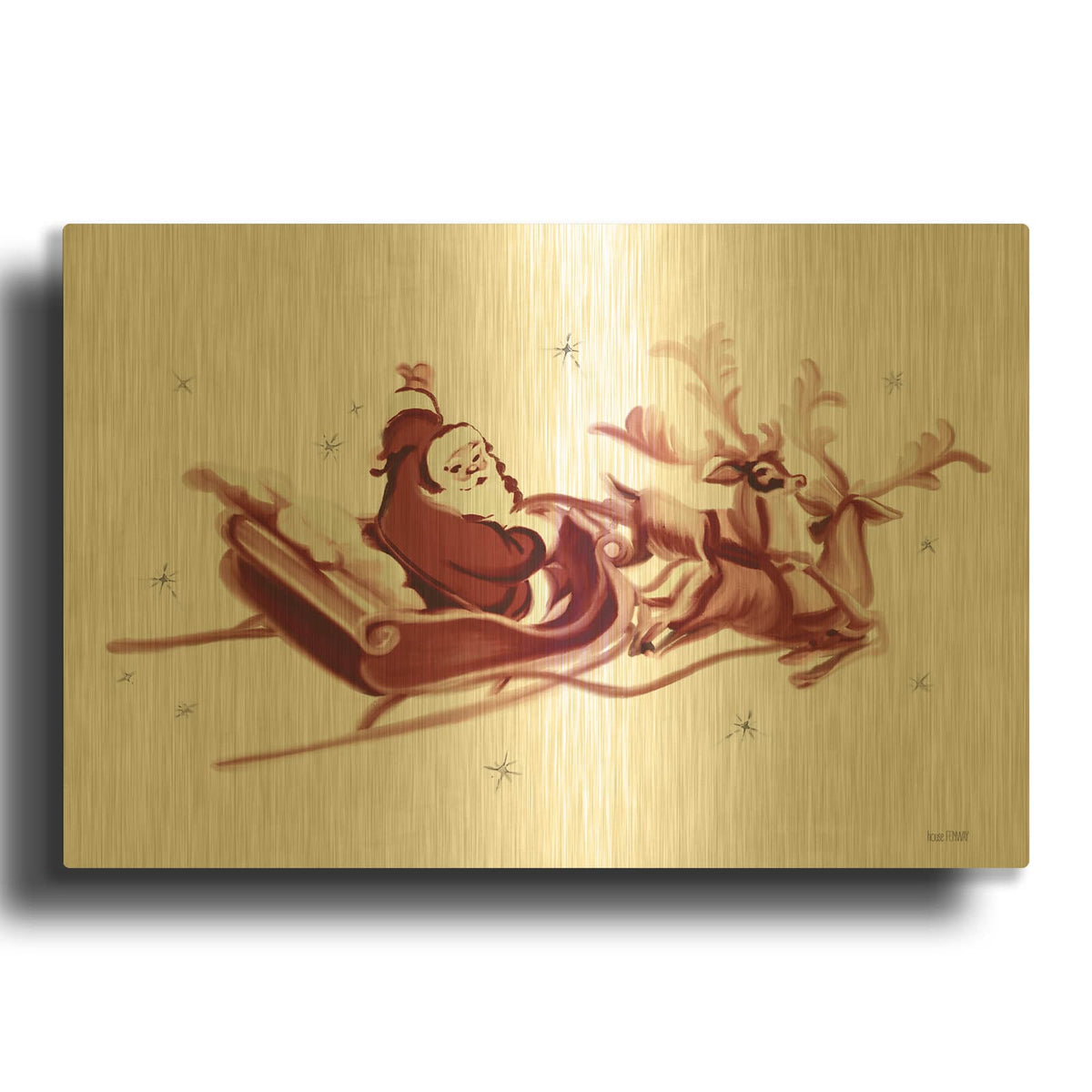 'Retro Santa' By House Fenway Gold Metal Wall Art