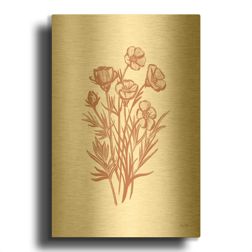 'Wildflowers II' By House Fenway Gold Metal Wall Art
