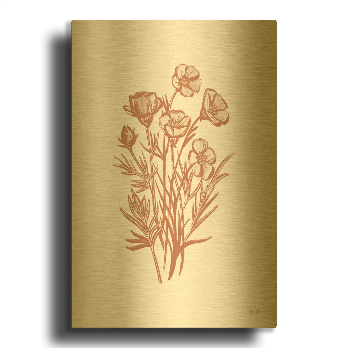 'Wildflowers II' By House Fenway Gold Metal Wall Art