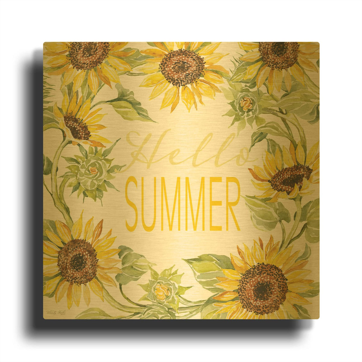 'Hello Summer' By Cindy Jacobs Gold Metal Wall Art