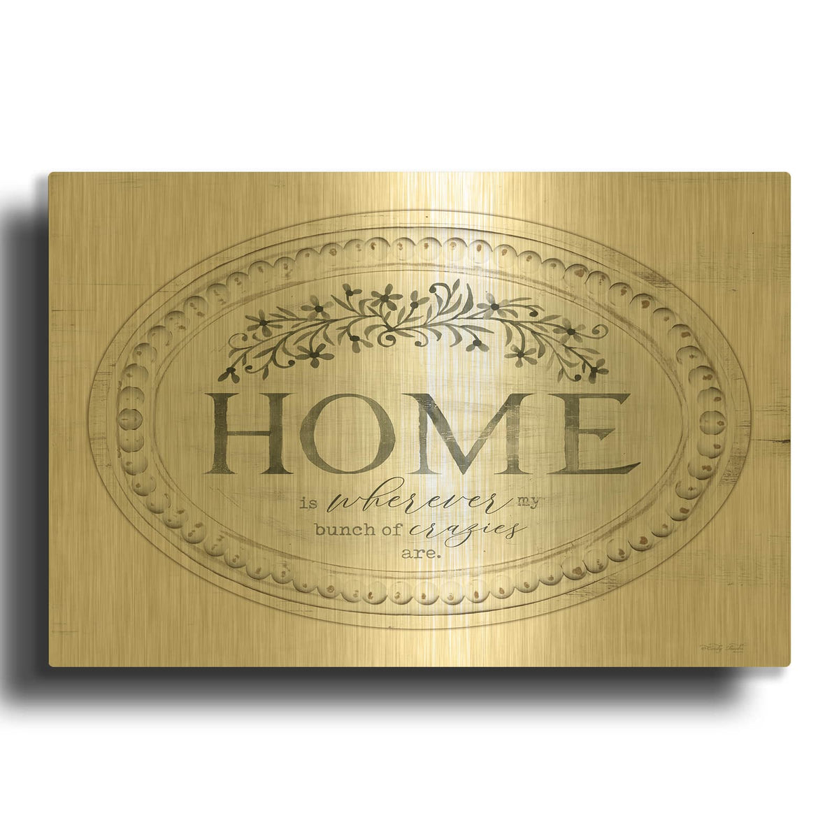 'Home' By Cindy Jacobs Gold Metal Wall Art