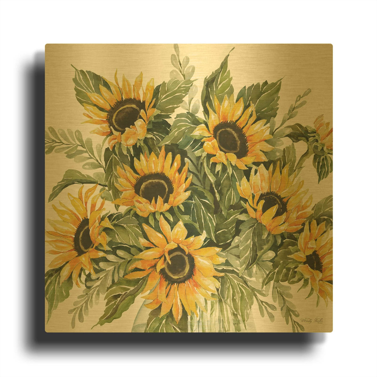 'Sunshine Bouquet' By Cindy Jacobs Gold Metal Wall Art