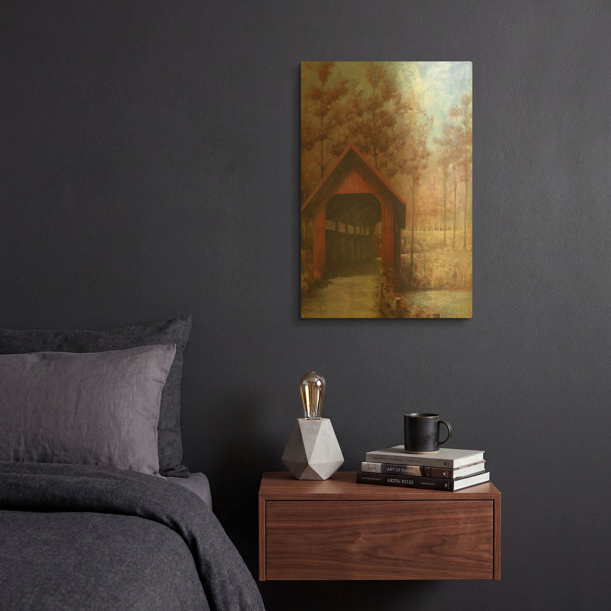 'Covered Bridge' By White Ladder Gold Metal Wall Art